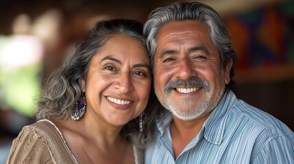 Happy smiling Hispanic senior couple 