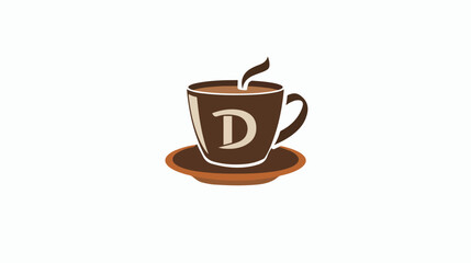 Coffee cup icon design letter D logo concept template