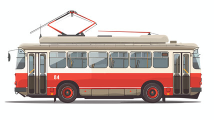 Color image of a trolleybus on a white background. - obrazy, fototapety, plakaty