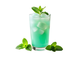 Tasty mint julep cocktail glass isolated on transparent background - obrazy, fototapety, plakaty