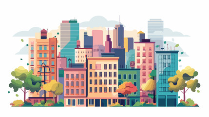 Color vector flat illustrations urban landscape. Vector