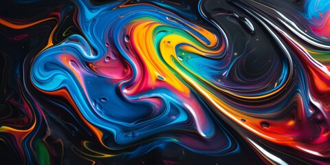 Obraz premium This visually striking image features a fluid abstract swirl with vivid contrasts and psychedelic effects