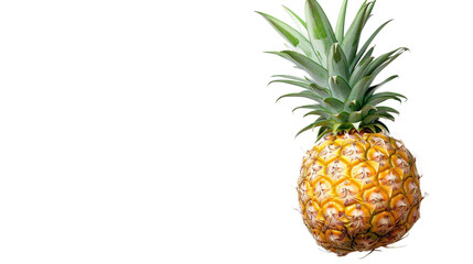 Pineapple in delicious food style, top view on transparent white background