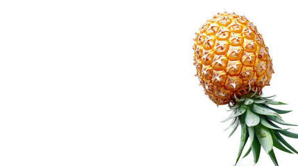Pineapple in delicious food style, top view on transparent white background
