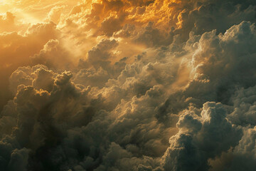 Weather and sky, cloudy, clouds and sun. Meteorology and nature, sunny, sunrise and sunset - obrazy, fototapety, plakaty