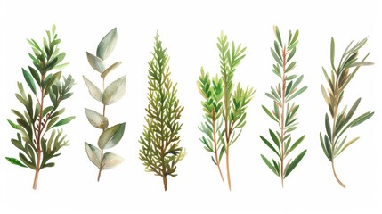 A set of four different types of herbs are shown, AI