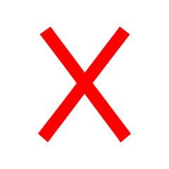 Red X cross icon. Red wrong mark X. Crossed out X mark in vector. Error or failure icon. No or delete symbol