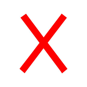 Red X cross icon. Red wrong mark X. Crossed out X mark