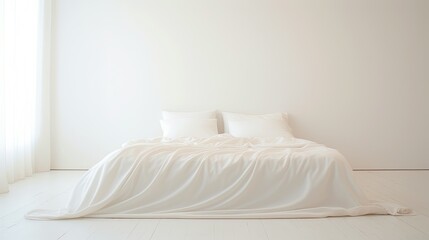 Fototapeta na wymiar bed blurred interiors white walls