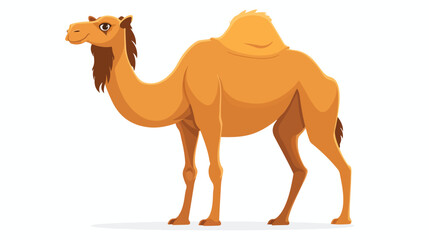 Cartoon funny camel on white background flat vector isolated