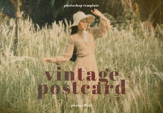 Old Color Postcard. Vintage Photo Effect. Retro Filter