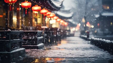 Snowfall in Nanjing old town, Jiangsu Province, China