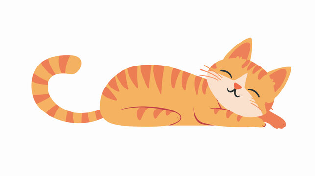 Cute Happy Cat In Clip Art Style Tshirt flat vector