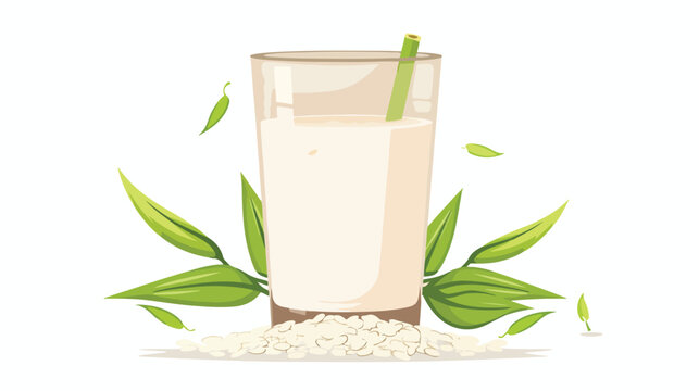 Dairy-free vegan rice milk glass and rice spike stem white