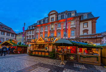 Heidelberg Christmas market on the Marketplace in front of the City Hall. Heidelberg, Germany,...