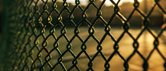 Close-up of net on tennis court, stadion, arena. Sport lifestyle background. Summer template or banner. The concept of professional game sports.Generative ai 