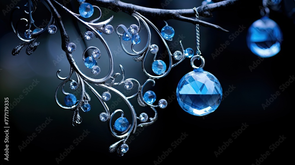 Canvas Prints christmas blue silver ornaments