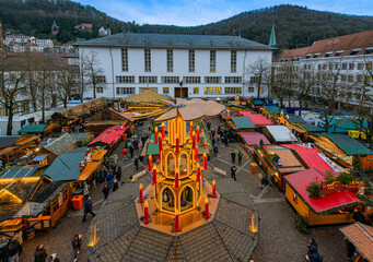 
Heidelberg Christmas market on the University Square  in front of the university building....