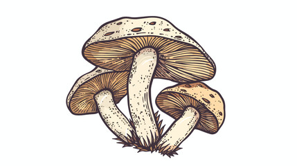 Doodle mushroom icon vegetable healthy food kids hand - obrazy, fototapety, plakaty