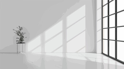 Abstract white and black interior with window. Flat Vector