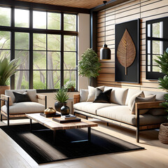 living room interior. Generative AI