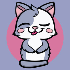 Funny cute grey kitty cat cartoon character vector illustration