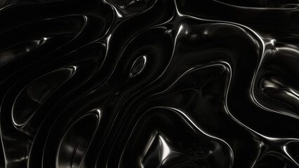 Abstract Fluid Art in High Gloss Black Background