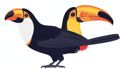 Exotic african bird toucan. Vector flat image isolated