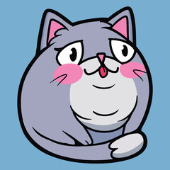 Funny cute chubby kitty cat on diet cartoon character vector illustration
