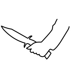 murder knife in hand line icon