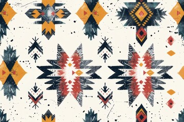 A seamless Navajo tribal pattern on a white background.	 - obrazy, fototapety, plakaty