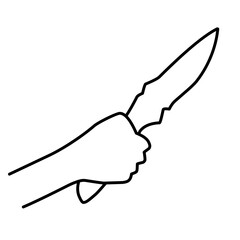 murder knife in hand line icon