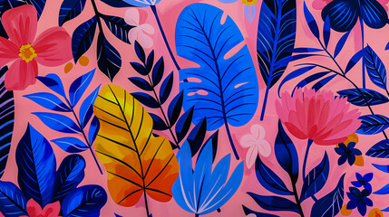 Exotic jungle pattern, seamless tropical leaves and floral design, vibrant nature wallpaper
