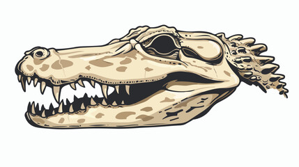 Broad snouted caiman skull head vector illustration
