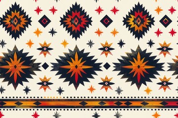 A seamless Navajo tribal pattern on a white background.	 - obrazy, fototapety, plakaty