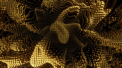 Gleaming Gold Cubes in a Vortex Pattern