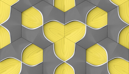 Seamless geometric 3D wallpaper pattern design