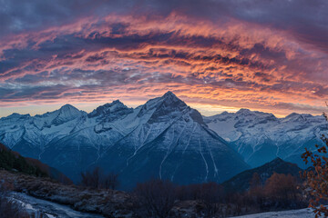 sunset in the mountains