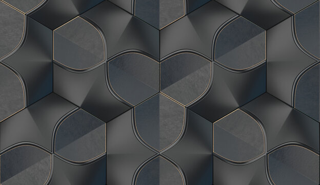 Seamless 3D Geometric Wallpaper Design