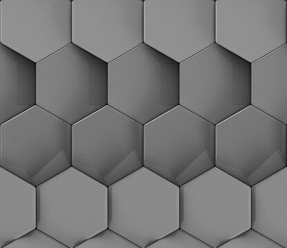 Seamless hexagon pattern with a 3D futuristic design