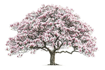 Realistic Magnolia Tree Illustration isolated on transparent background