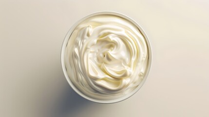 Luxurious facial cream in a jar viewed from above. Perfect for skincare promotions. Elegant and simple design. AI