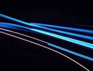 Fototapeta na wymiar Neon Light - Complementary colors of Light Trail on black background. Abstract Background.