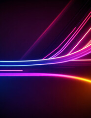 Neon Light -  Complementary colors of Light Trail on black background.  Abstract Background.