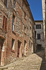 Corciano, vicoli, strade, case del vecchio borgo - Perugia, Umbria