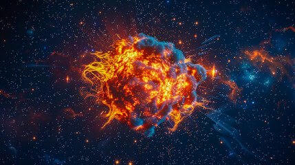 Explosive energy and fire, abstract background, concept of power and natural forces