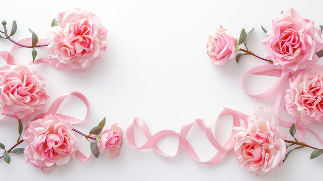 pink rose petals on white background