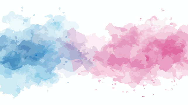 Pink and blue watercolor paper background. flat vector