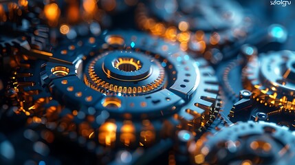 3D render close up photo of gear and cog background image