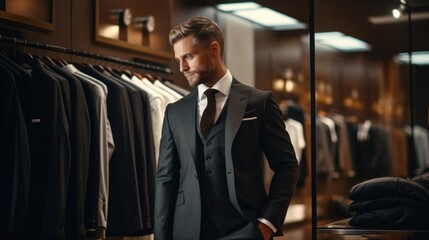 man in the fitting room of a luxury boutique.